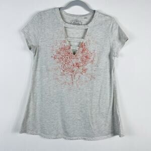 Panhandle Slim Size Large Cutout Graphic T-Shirt Tee Top Gray Cotton Blend